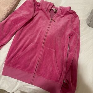 Vintage Pink Velour Zip-Up Hoodie